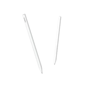 Xiaomi Inspiration Stylus 2nd Generation white digital pen shown from two angles, featuring minimalist design and responsive tip for smooth writing on Xiaomi tablets.
