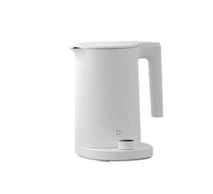  The Xiaomi Smart Kettle 2 Pro in a clean matte white finish, showing its minimalist design, integrated handle, and smart control knob on the base against a plain white background.
