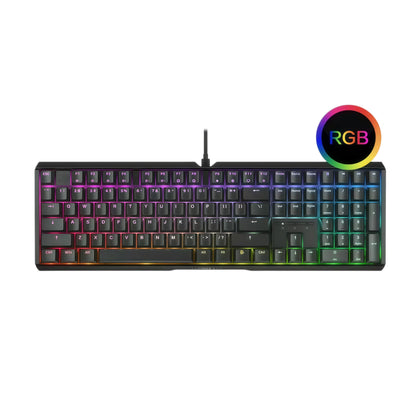 Top-down view of the Xtrfy MX3.1 black mechanical gaming keyboard illuminated with dynamic RGB lighting across all keys, showcasing a professional-grade design ideal for competitive gamers.