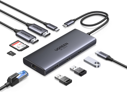 UGREEN USB C Dock 10-in-1 with Dual HDMI 4K@60Hz, Single 8K@30Hz
