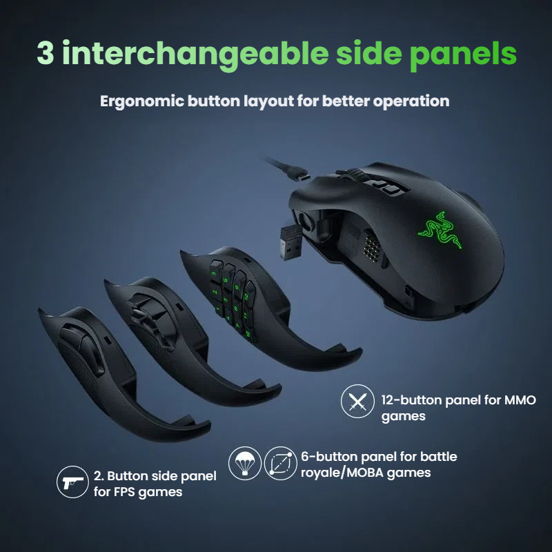 Razer Naga V2 Pro side view showing ergonomic right-handed shape and side buttons