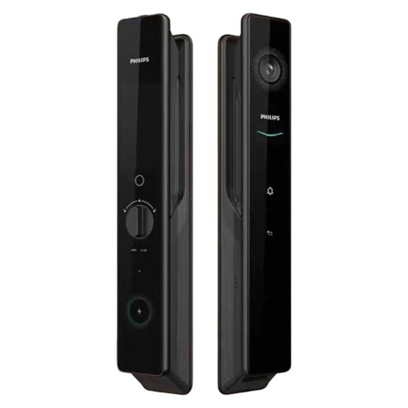 Philips 9000 Series Palm & Face Recognition Smart Lock — front view installed on a door