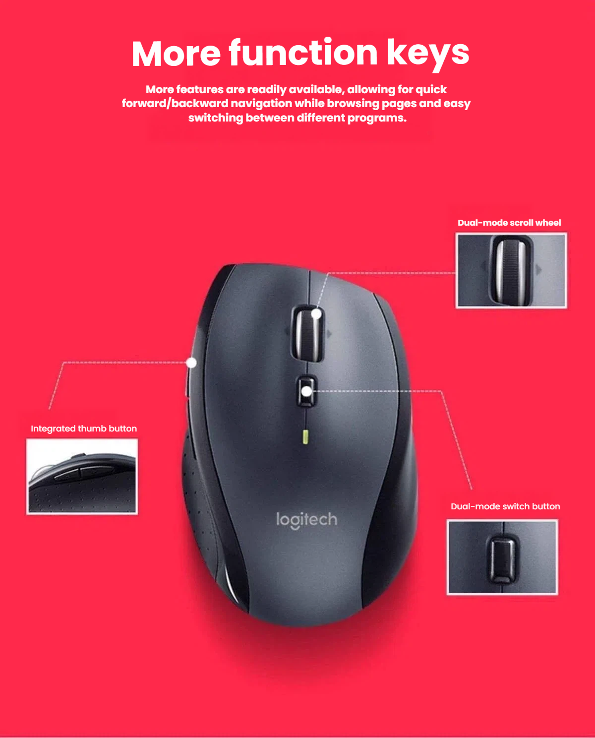 Logitech Marathon M705 wireless mouse on office desk productivity setup