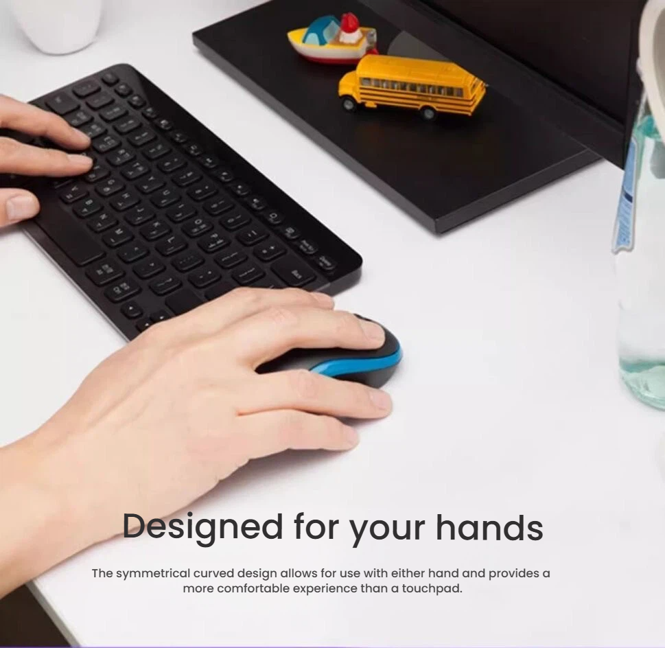 Logitech M185 wireless mouse ergonomic shape designed for your hands