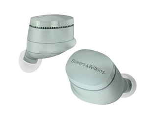 Bowers and Wilkins Pi6 active noise cancelling TWS earbuds hero shot with case