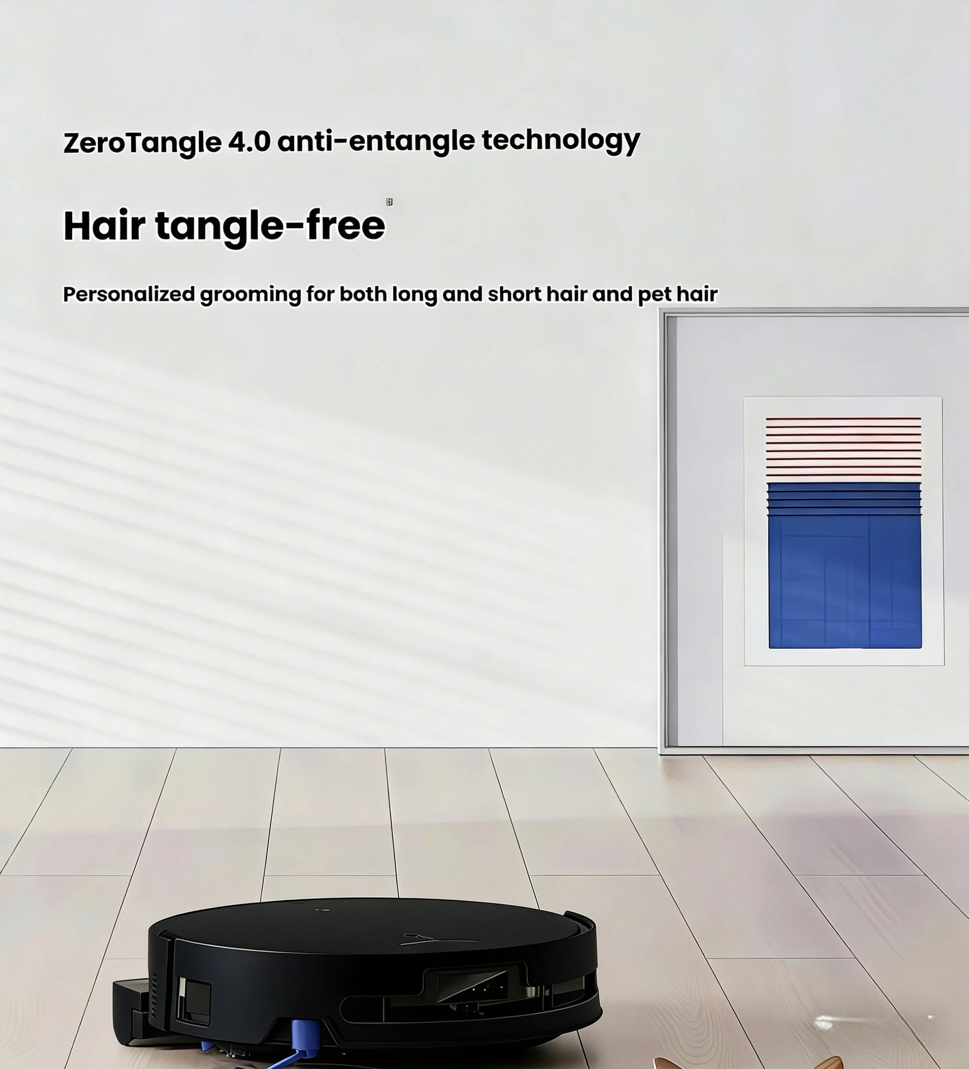 ECOVACS DEEBOT T90 OMNI ZeroTangle 4.0 anti-entangle brush hair tangle-free for pet hair