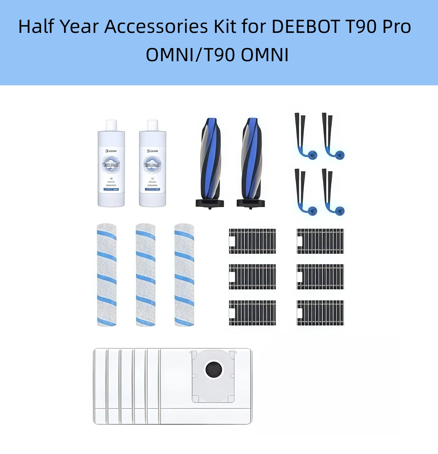ECOVACS DEEBOT T90 Pro OMNI half year accessories kit 6x HEPA filters 3x mop rolls brushes and bags