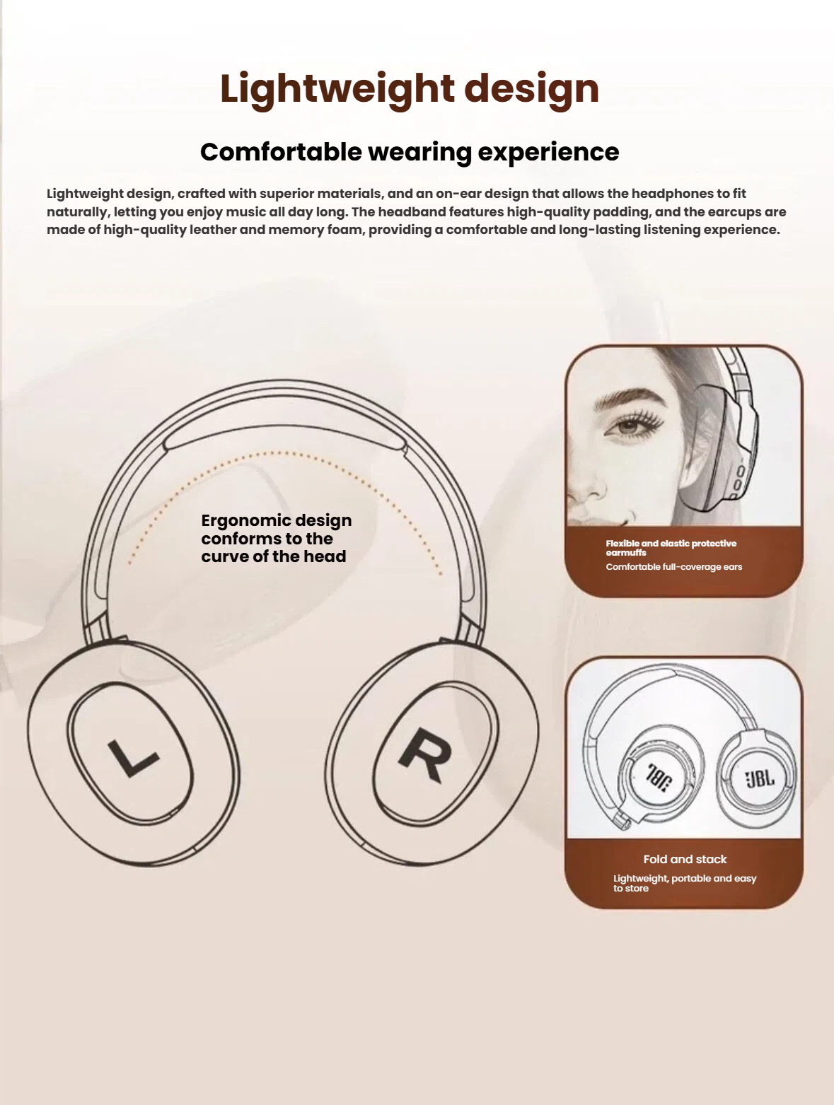 JBL Tune 780NC JBL Pure Bass Sound and Ambient Aware mode feature illustration