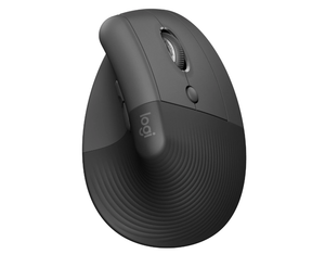 Logitech Lift vertical ergonomic mouse in graphite black side view