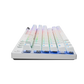 White Logitech PRO X TKL Wireless keyboard side profile and illuminated keys