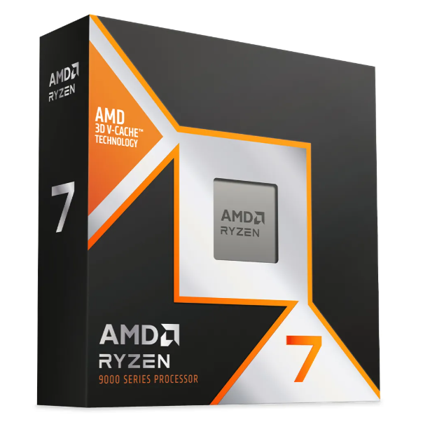 AMD Ryzen 7 9800X3D AM5 游戏 CPU 零售包装和处理器图片