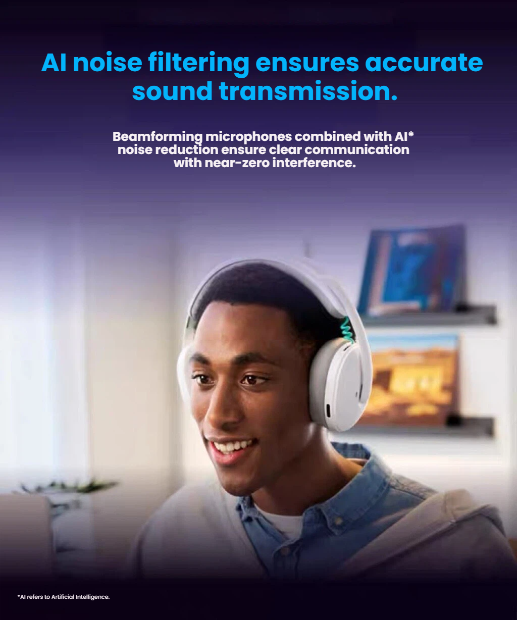 Logitech G325 AI-powered beamforming built-in microphone illustration