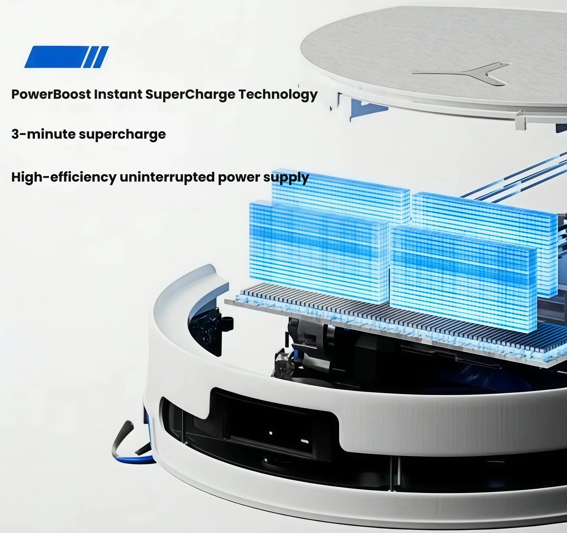 ECOVACS DEEBOT T90 PRO OMNI PowerBoost instant supercharge 3-minute fast charge battery