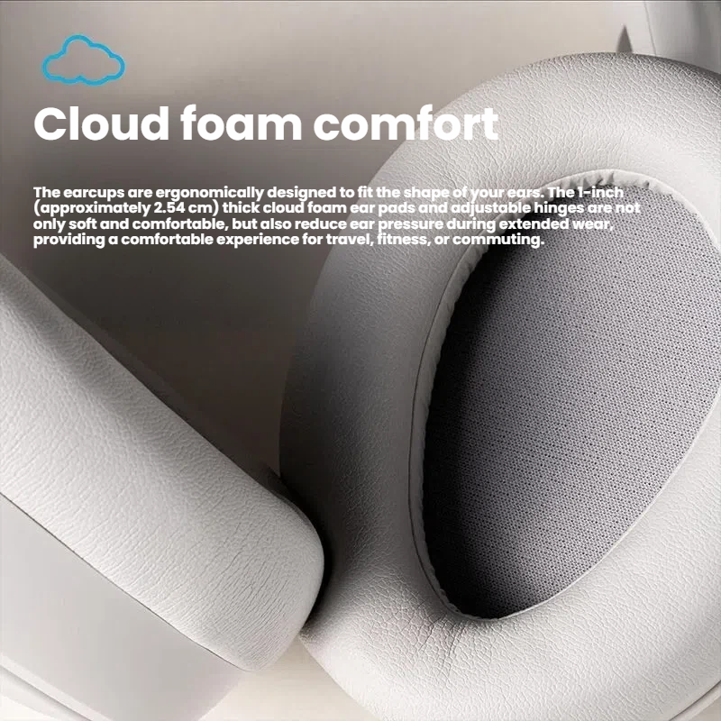 JLab JBuds Lux ANC Cloud Foam earcup comfort and spatial audio feature illustration