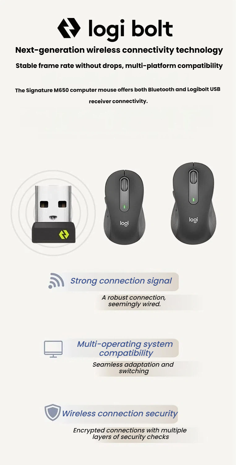 Logitech M650 mouse showing soft rubber side grip detail