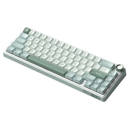 Royal Kludge R65 65% wireless mechanical gaming keyboard hero shot with metal rotary volume knob