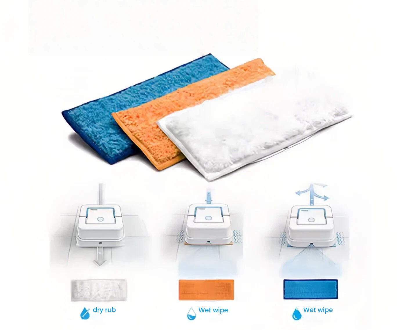 iRobot Braava Jet 240 Reusable Mop Pad Kit – Compatible Replacement Microfiber Pads for Dry, Damp & Wet Cleaning