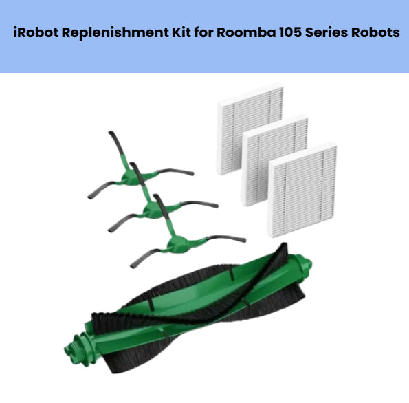 iRobot Roomba 105 Series replenishment kit – includes 2 side brushes, 1 anti-tangle main roller brush, and 3 HEPA filters – genuine replacement parts for Roomba 500, 560, 570, 580, 590 models