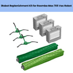 iRobot Roomba Max 705 replenishment kit – includes 2 side brushes, 2 anti-tangle main roller brushes, and 3 HEPA filters – genuine replacement parts for Roomba i7+, i8+, i9+ models