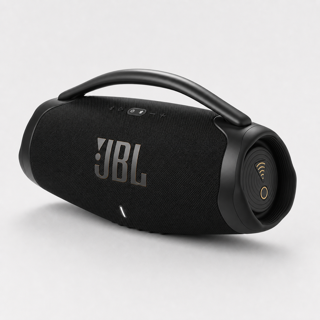JBL Boombox 3 Wi-Fi portable speaker in black, front view