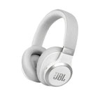 A clear studio product shot of the JBL Live 770NC wireless true adaptive noise-cancelling over-ear headphones in the White color.