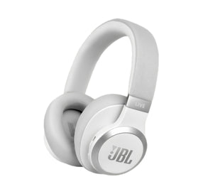 A clear studio product shot of the JBL Live 770NC wireless true adaptive noise-cancelling over-ear headphones in the White color.