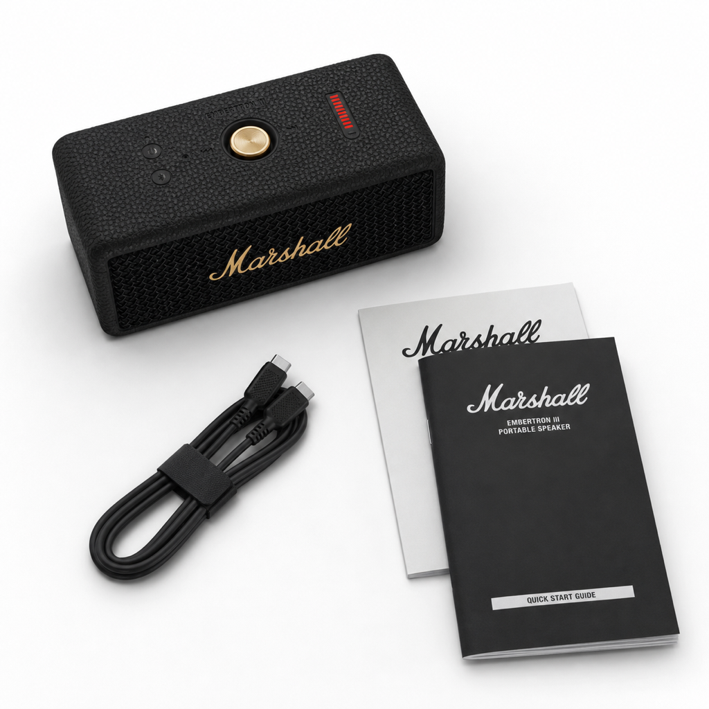 Marshall Emberton III speaker with included accessories