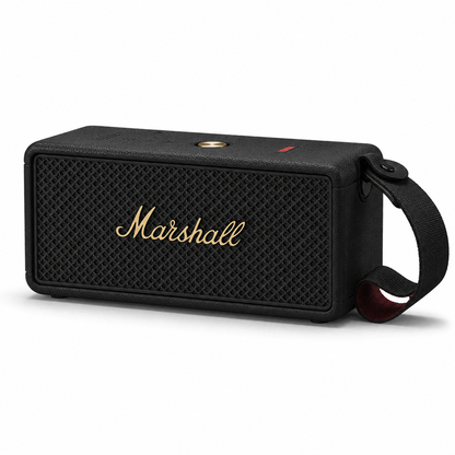 Marshall Middleton II portable speaker in black and brass, front view