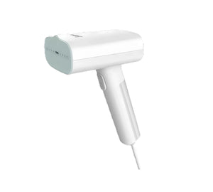 The Midea handheld garment steamer and compact travel steam iron shown in a clean, minimalist white design against a white background.