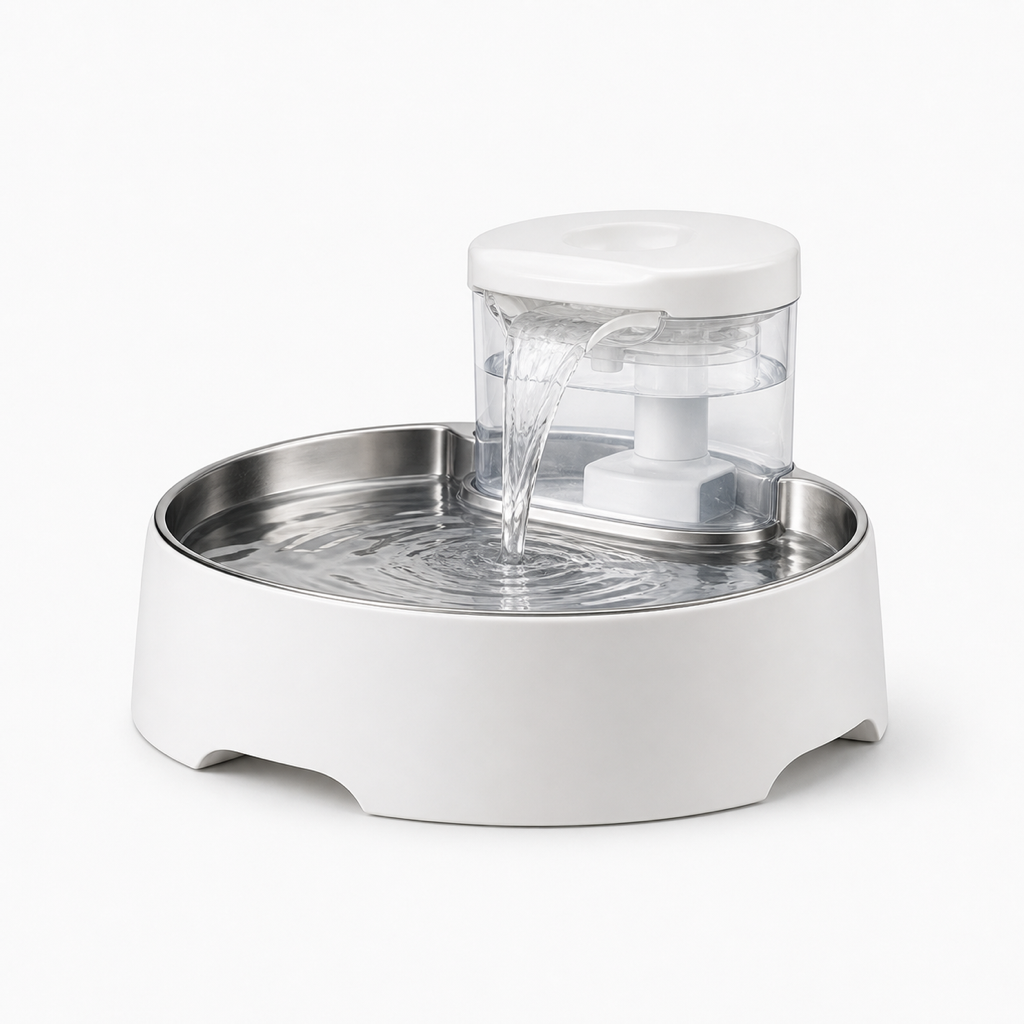 Pioneer Pet Stainless Steel and Plastic Water Food Bowl Drinking Fountain 1.18L