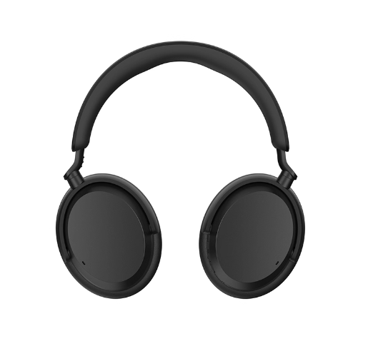 A clear, front-facing studio product shot of the Sennheiser ACCENTUM Wireless Noise Cancelling Over-Ear Headphones in the Black color.