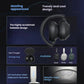 An overview of the Sony ULT WEAR headphones' trendy design, highlighting the foldable structure, included storage bag, available colors (Black, White, Grey), and premium details like the iridescent logo.