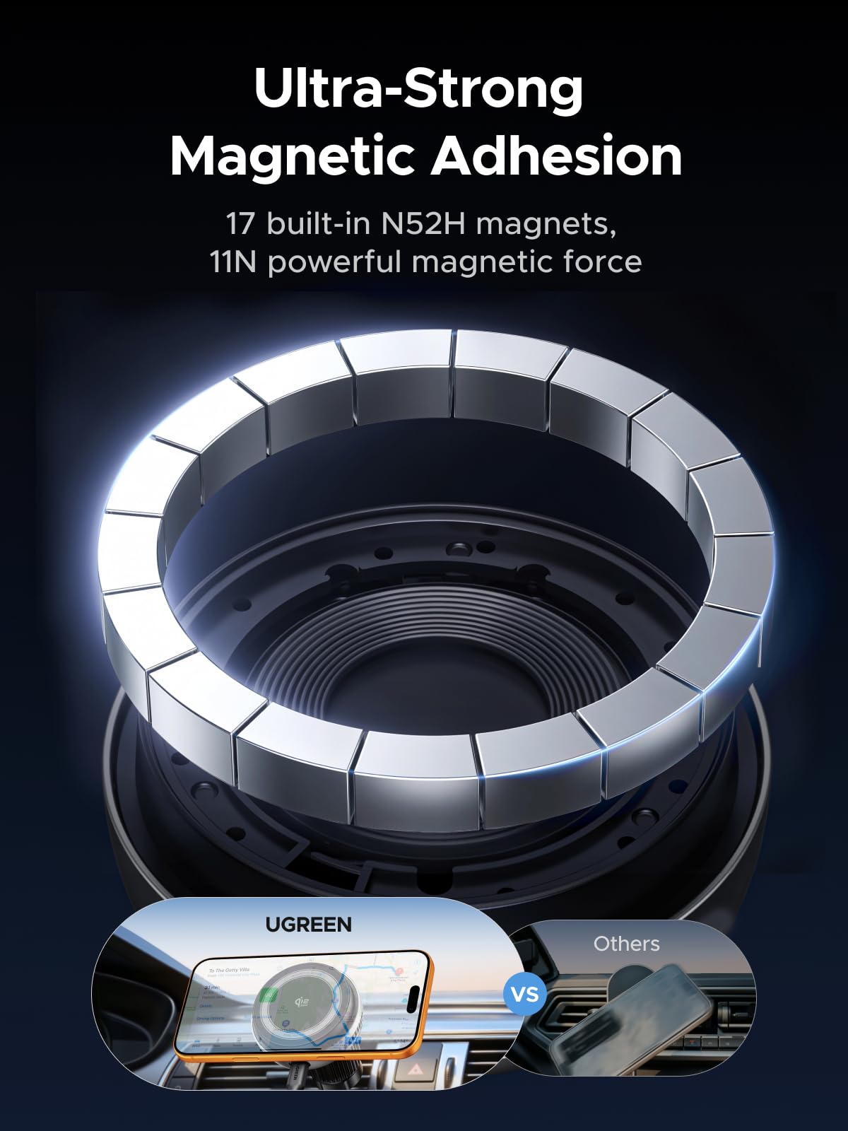 UGREEN MagFlow Pro 75250 Qi2 25W Car Charger product view 5