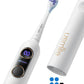 A detailed close-up of the white usmile Y20 PRO electric toothbrush, highlighting its sleek design, smart digital display screen, and the usmile brand logo.